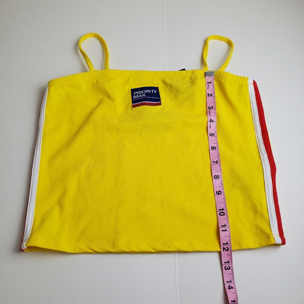 Forever 21 USPS Edition Priority Mail Yellow Crop Top Tank Strappy Women Sz M - Picture 3 of 8